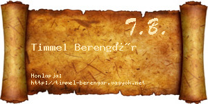 Timmel Berengár névjegykártya